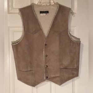 suad leather western sherpa lined vest mens